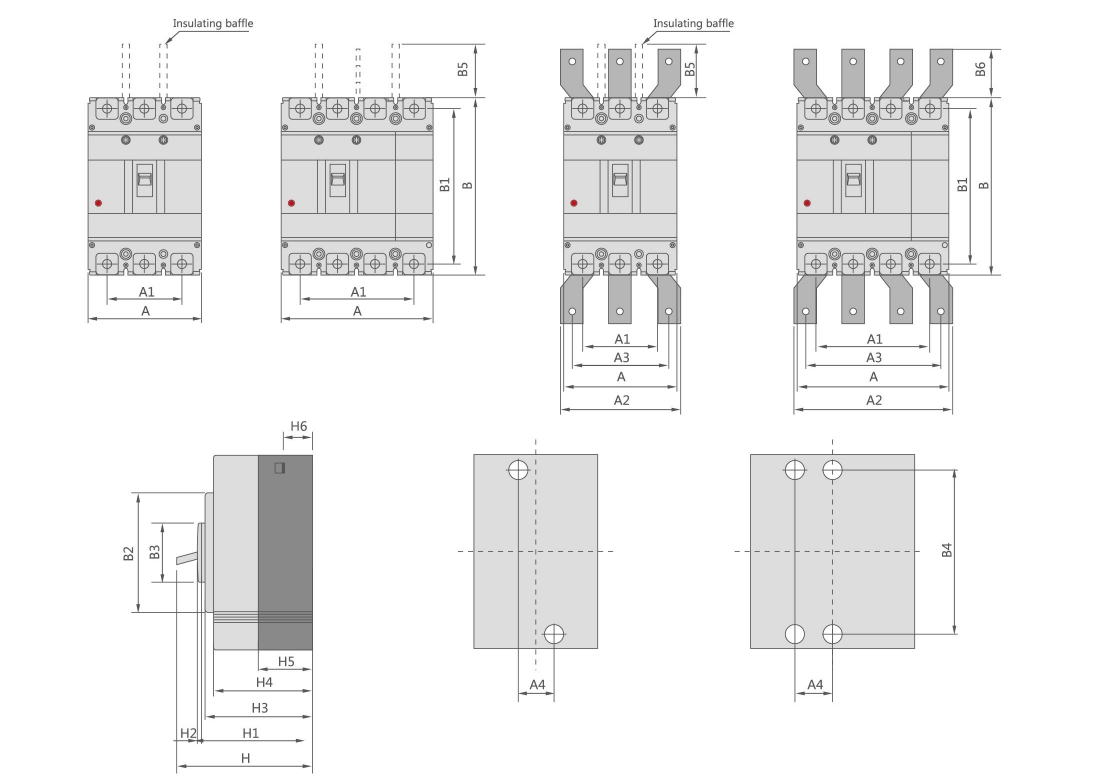 MCCB Outline and Installation Dimension