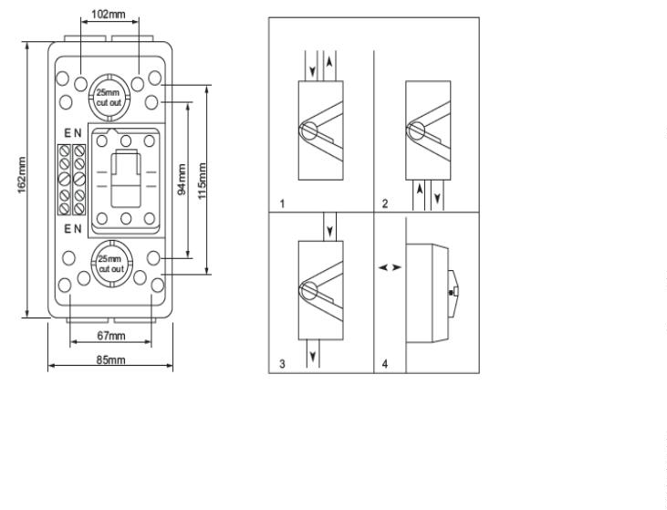 UKF Isolator switch dimensions